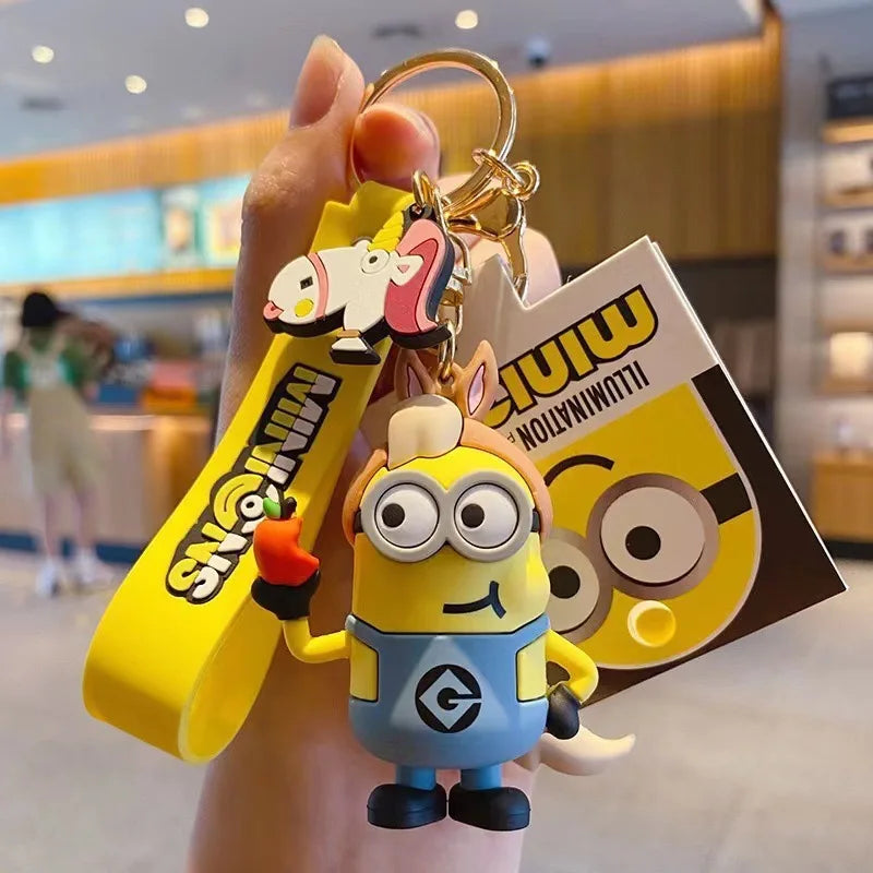 New M-Minions Keychain Animated Banana Villain 3D Keychain PVC Pendant key Rings for Kids Birthday Toy Gift