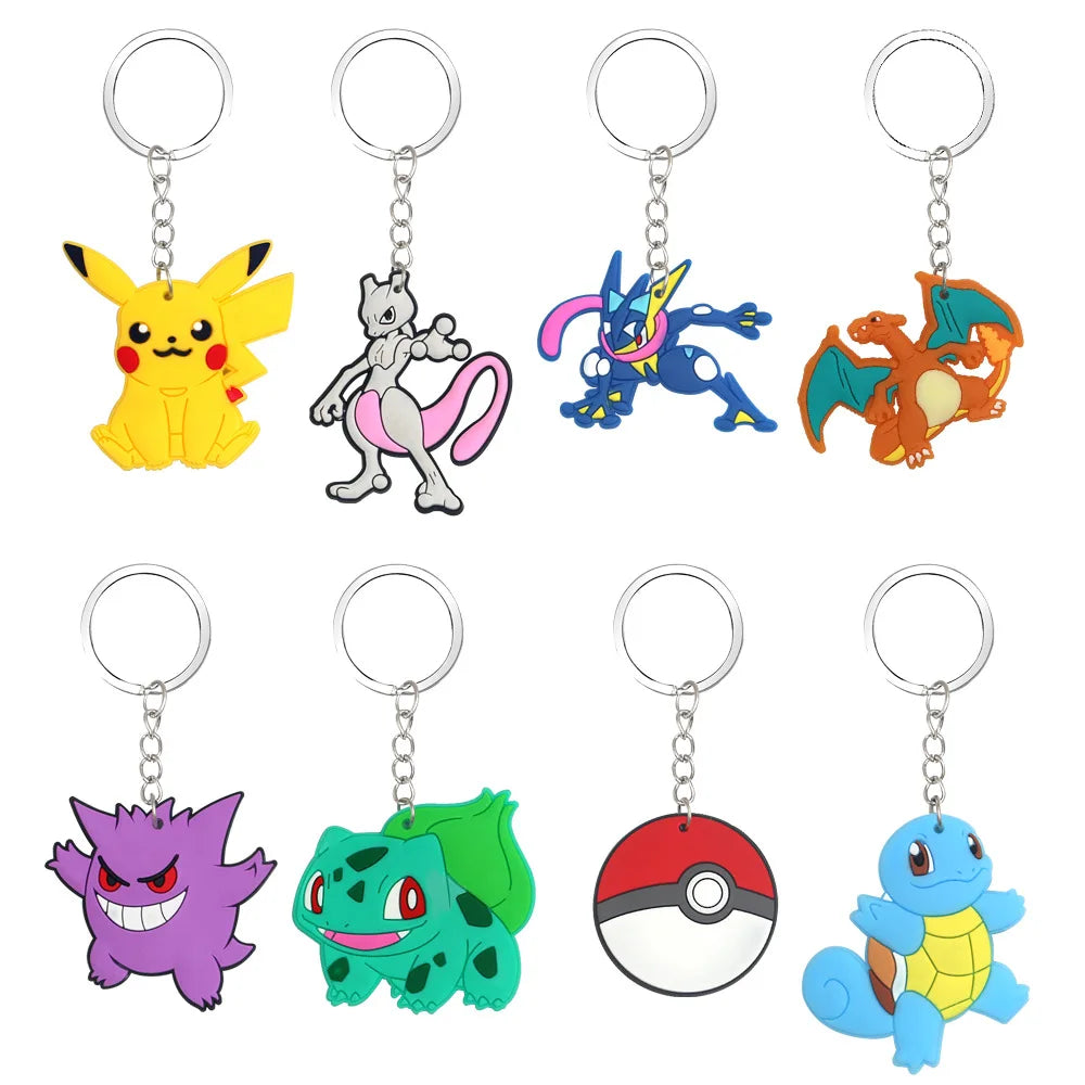 8/16 Pcs Pokemon PVC Keychain Anime Birthday Party Favors Gifts Keyring Bag Pendant Birthday Party Favors Supplies Decoration