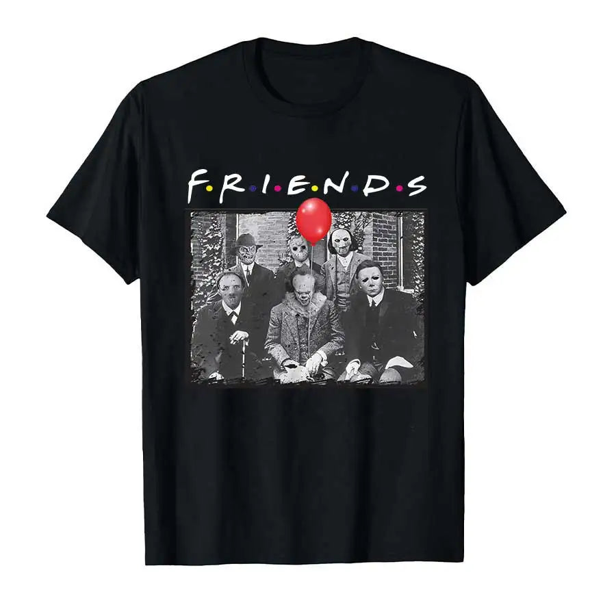 Horror Movie Friends Halloween T-shirt For Men Women 100% Cotton T Shirts Short Sleeve Tops P523