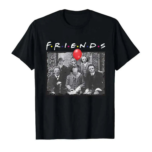 Horror Movie Friends Halloween T-shirt For Men Women 100% Cotton T Shirts Short Sleeve Tops P523