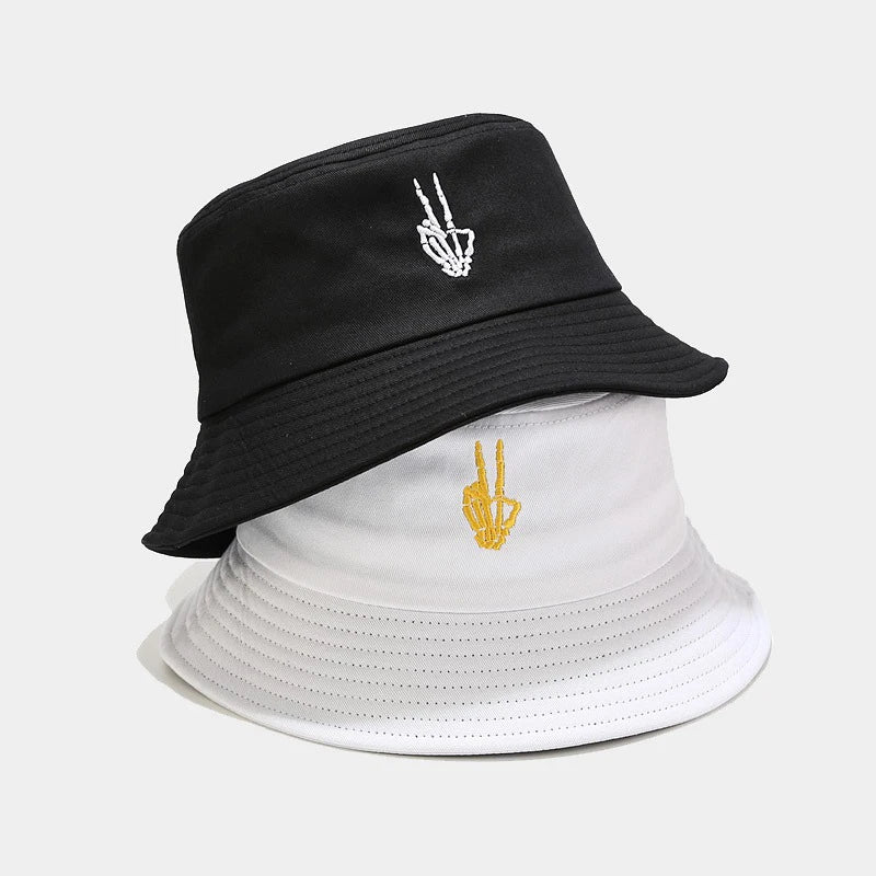 Fashionable Embroidered Fisherman's Hat Beach Men's And Women's Fishing Hat Outdoor Sun Hat Cartoon Pattern