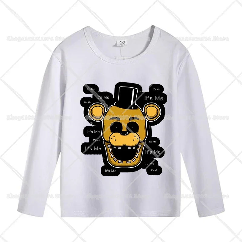 Five Nights At Freddys Long Sleeves Kids T-shirts Anime FNAF Tee Tops Cotton Fashion Children Clothes Undershirt Birthday Gift