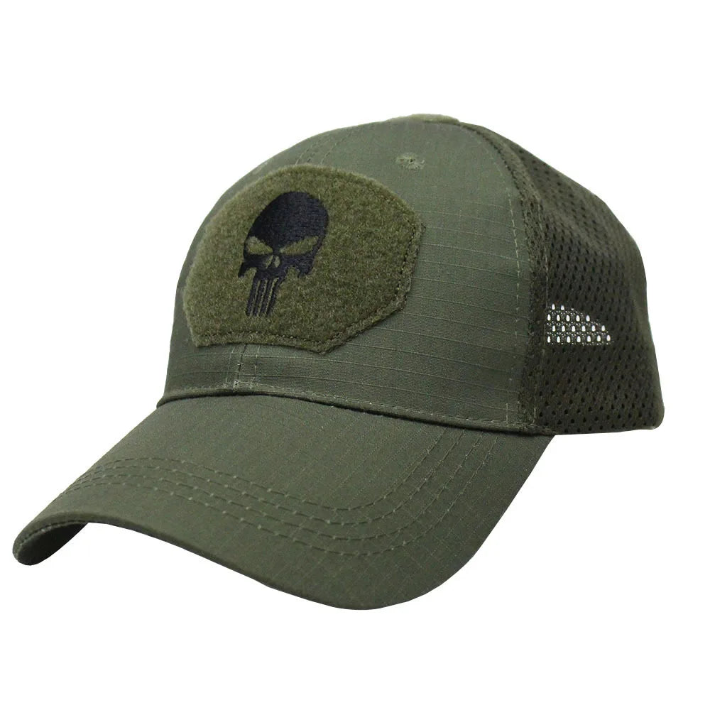 Tactical Camouflage Baseball Cap Mesh Breathable Special Forces Tactical Camo Hat Skull Duck Visor Hat
