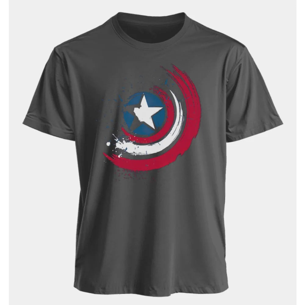 Marvel Men's and Women's T-shirts Captain America Summer Spring and Autumn New Classic Oversized Sporty Trendy Short-sleeved
