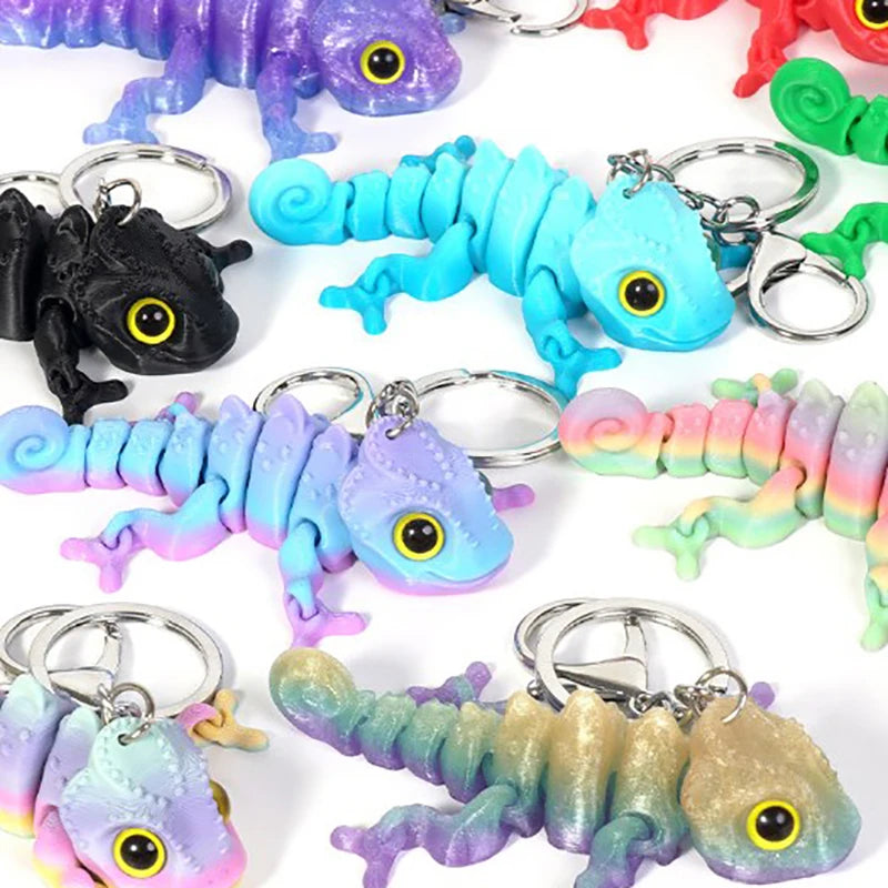 Cartoon 3D Printed Dragon Keychain Movable Joints Creative Backpack Decoration Accessories Unique Figurine Pendant Gifts