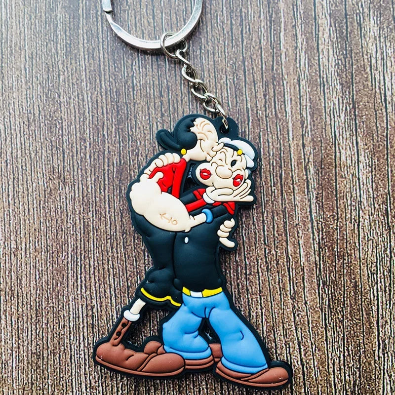 Hot Sale Popeye Sailor Cartoon PVC Key Chain Olive Oyl Bobbi Fashion Classic Anime Children's Favorite Childhood Gifts Key Ring