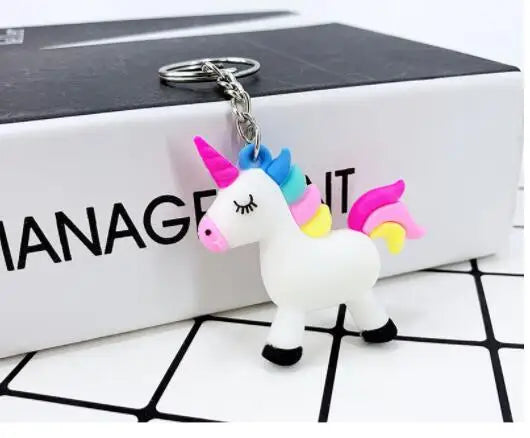 WKOUD Cute Fairytale PVC Unicorn Keychain Multi-style Horse Key Rings Holder Alloy Key Chain For Women Girls Gift Jewelry