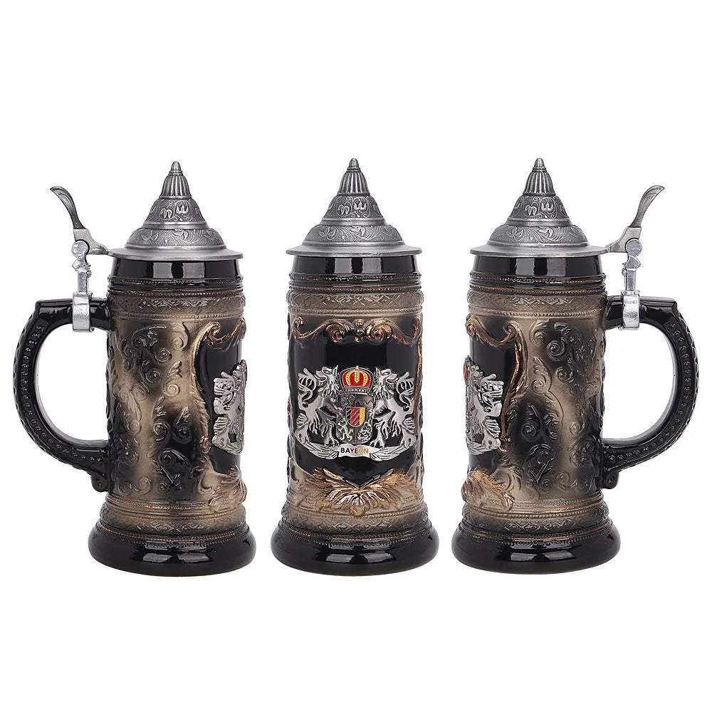 600ml Beer Mugs Big Capacity Germany Geographical Sign Classical  Beer Mug 3D & Resin Steel Stainless Tankard Cup Best Fans Gift