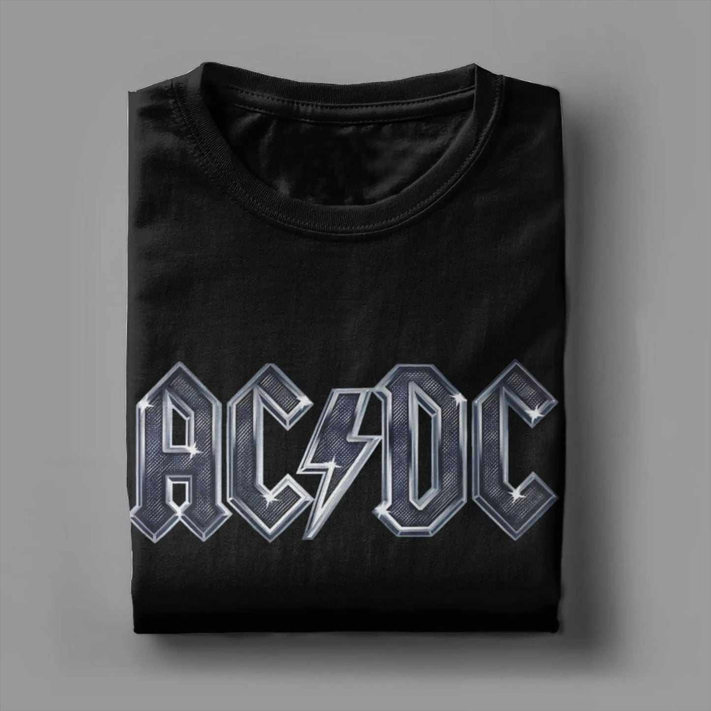 AC-DC T Shirts Men Pure Cotton Funny T-Shirt Crew Neck  Tees Short Sleeve Clothing 4XL 5XL