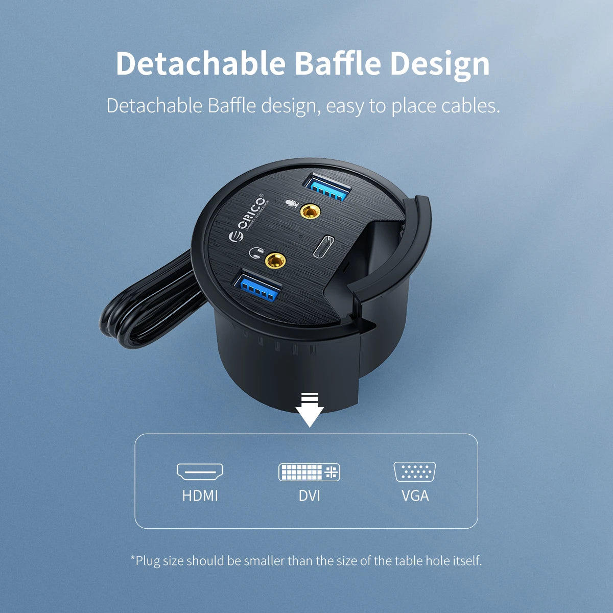 ORICO 5Gbps High-Speed USB HUB Splitter Multi Desk Grommet USB 3.0 Ports Desk Mount Adapter for PC Tablet Phone High Quality