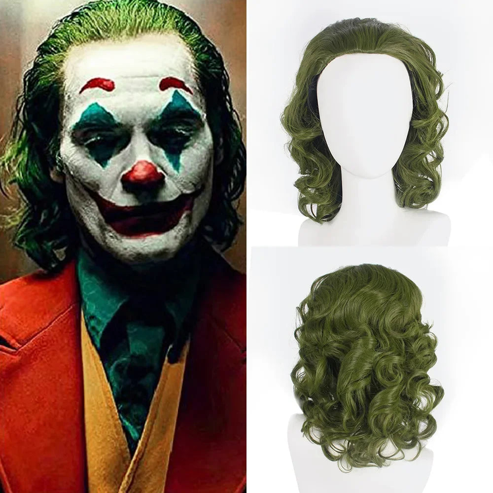 Movie Joker Origin Clown Joker Wig Cosplay Costume Joaquin Phoenix Arthur Fleck Curly Green Heat Resistant Synthetic Hair Wigs