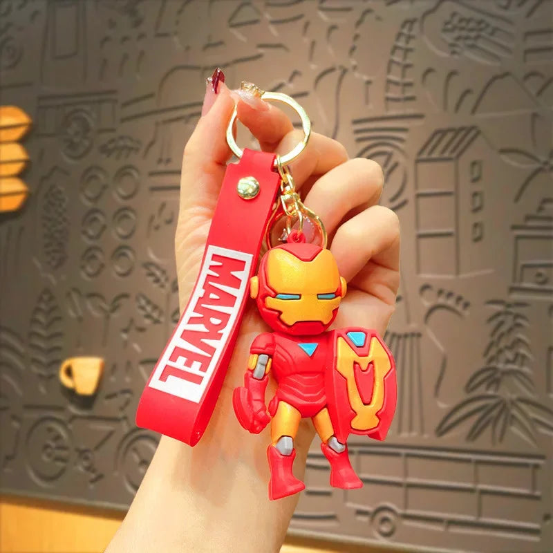 Classic Marvel Keychain Silicone Keyring for Spider Man Iron Man Hulk Key Holder Car Hanging Accessories Gifts Exquisite Gifts