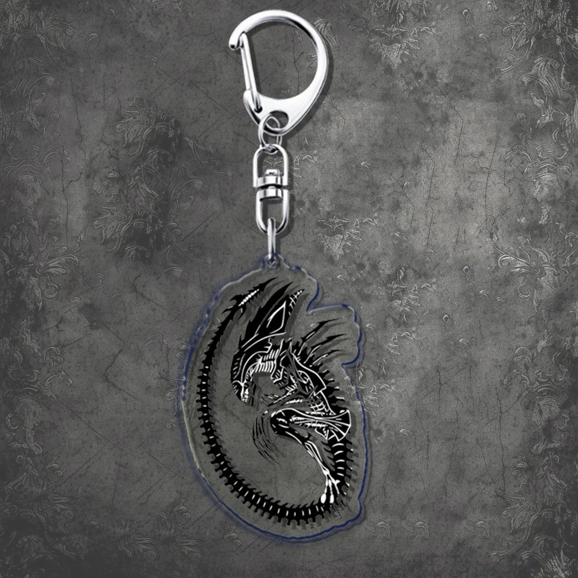 Horror Scary Classic Movie Keychain Key Chain Ring for Bag Xenomorph Sci Fi Keyring Jewelry Gamer Fans Gaming Gift