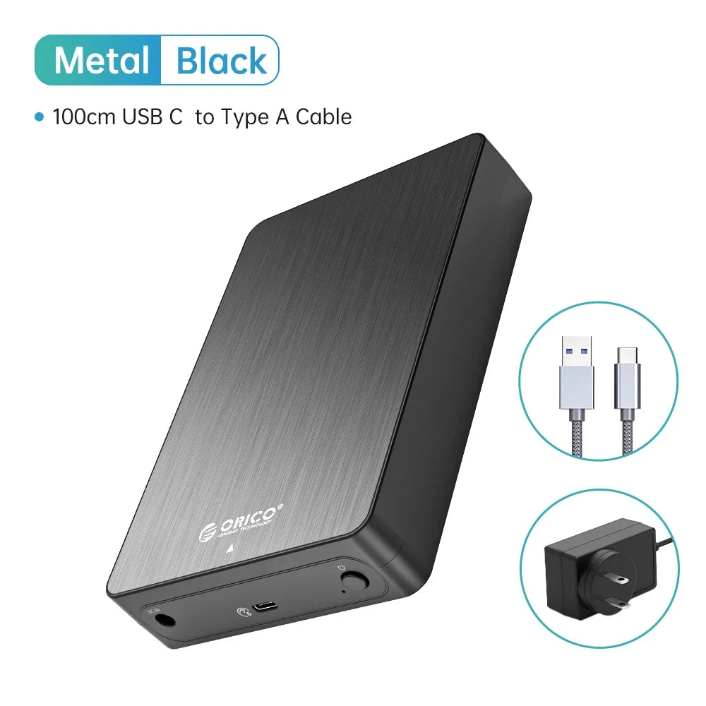 ORICO 3.5" HDD Case SATA to USB C 6Gbps External Hard Drive Case for 3.5 inch HDD Enclosure with 12V Power Adapter Support 18TB