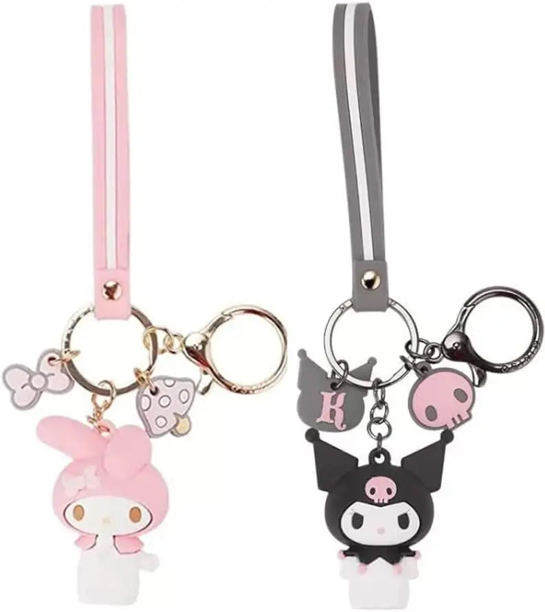 Cute Keychain Kawaii Anime Keychain, Hello Kitty, My Melody,Kuromi,Keroppi, Badtz-Maru, Cinnamoroll, Pompompurin