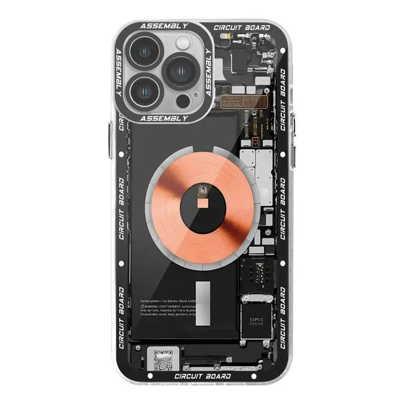 Circuit Board Pattern Phone Case for iPhone 14 15 Pro Max 11 12 Mini 13 Pro Max SE 8 7 Plus XR X XS Max Transparent Soft Cover