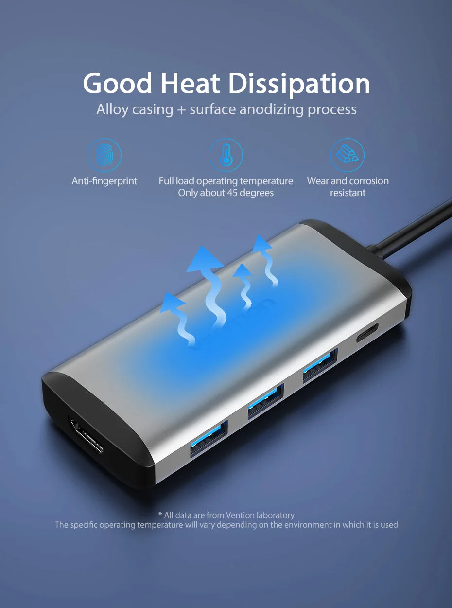 Vention  5 in 1 USB C Hub 4K HDMI USB 3.0 HUB PD Multiport Adapter for MacBook Pro/Huawei Mate 60/iPad Pro Splitter USB HUB