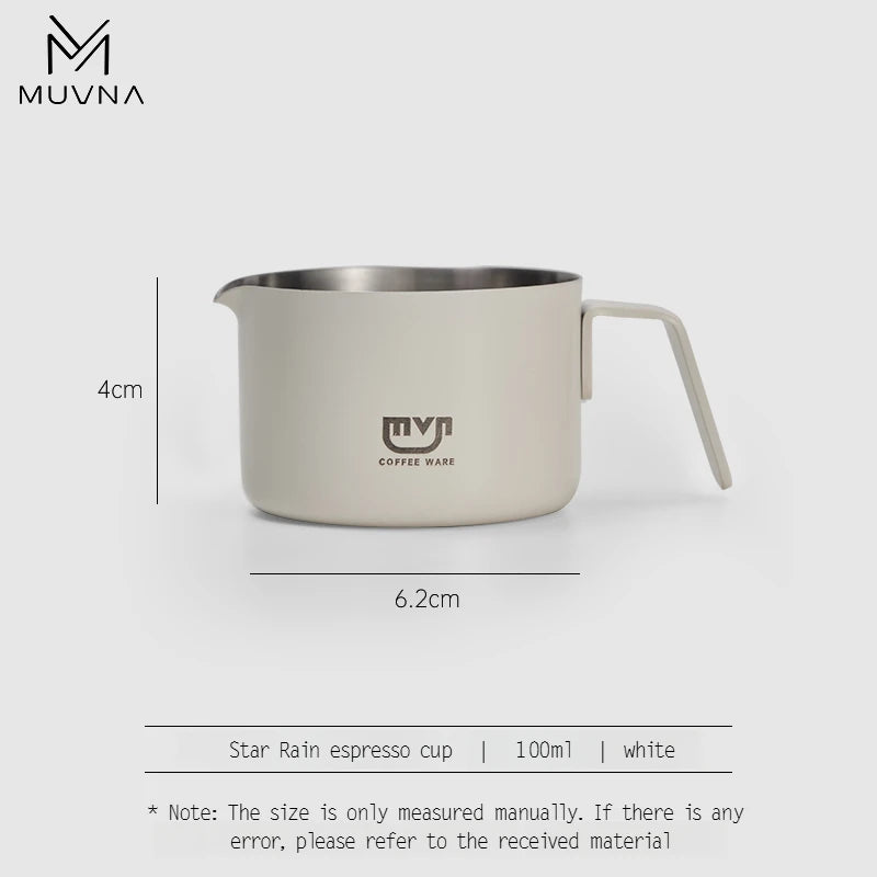 MUVNA Espresso Mug - Star Rain, 100ml Stainless Steel Coffee cup with Scale, Coffee Mugs with Handle, Colourful, Black & White