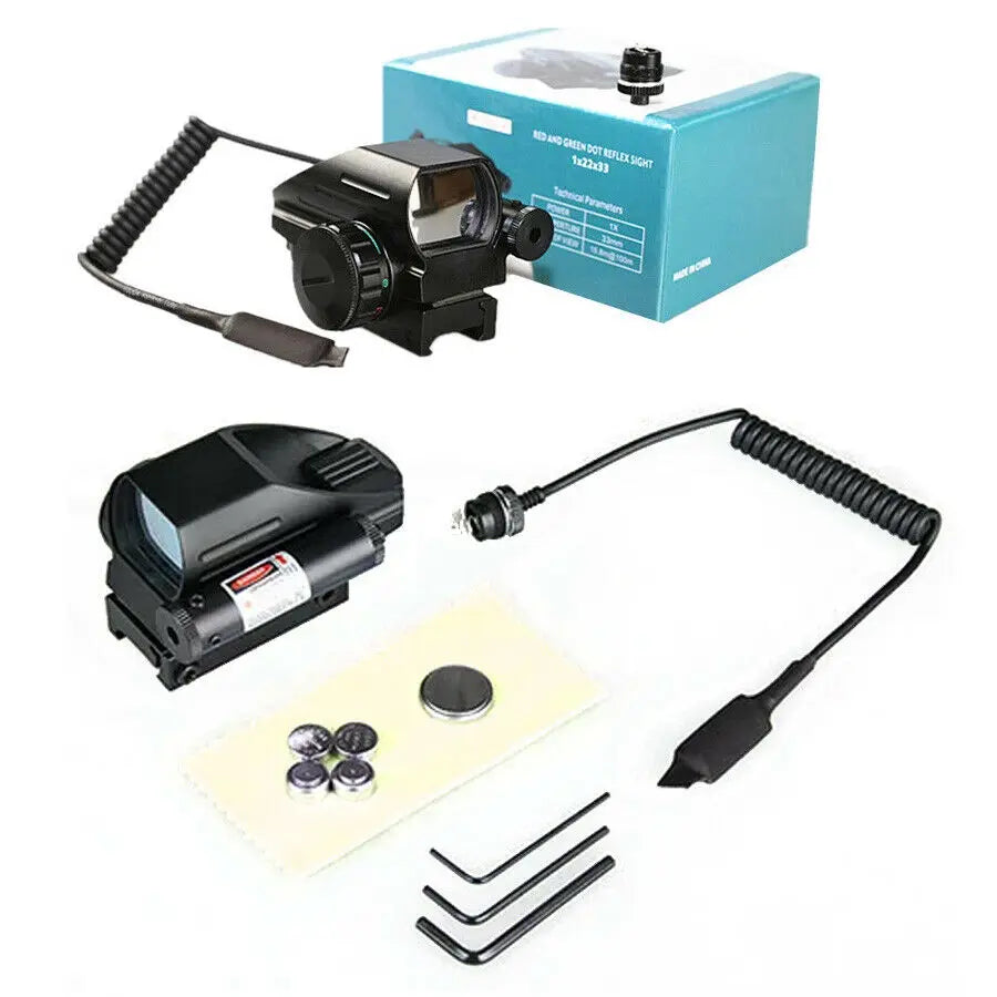 Tactical Reflex Sight Riflescope Red Green Laser Scope 4 Reticle Projected Dot Sight Scope Hunting Optics for 20mm Rail