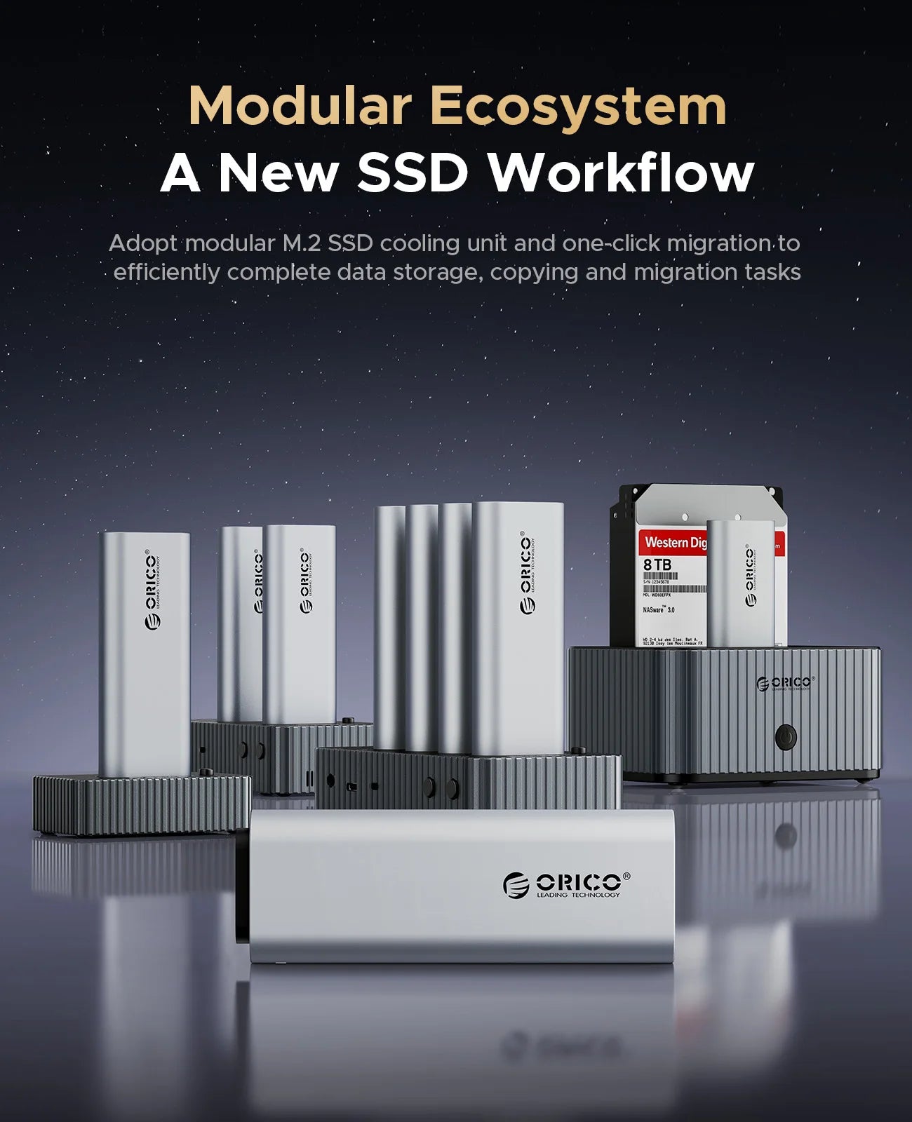 ORICO USB4 40Gbps M.2 NVMe SSD Clone Docking Station 4 Bay 2 Bay offline clone  SSD enclosure for Internal SSD Duplicator