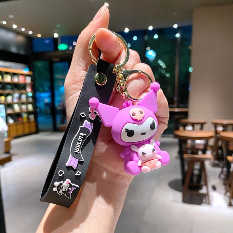 New Kawaii Sanrio Kuromi Keychain Pvc Doll Key Chain Cartoon Anime Cinnamoroll Bag Pendant Car Keyring Toys Kids Birthday Gift