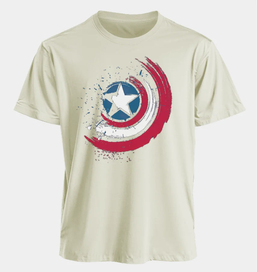 Marvel Men's and Women's T-shirts Captain America Summer Spring and Autumn New Classic Oversized Sporty Trendy Short-sleeved