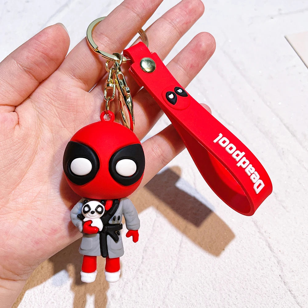 Marvel Deadpool Keychain - Funny Q Version Keyring, Cute Anti-Hero Backpack Charm for Fans & Couples (Gift Idea)