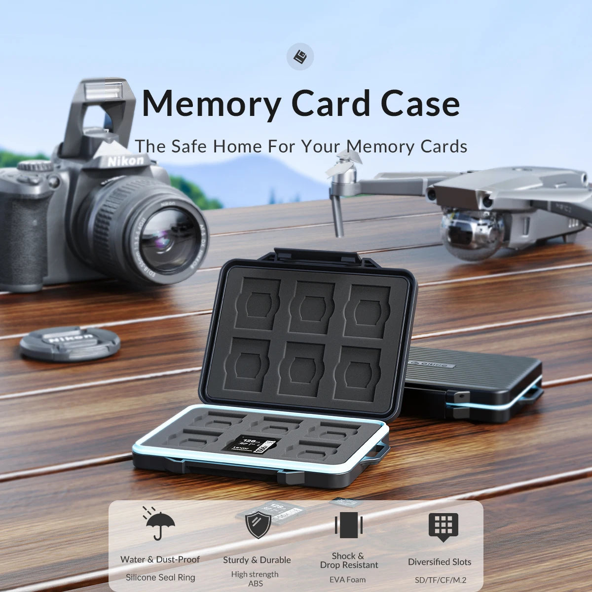 ORICO SD Memory Card Storage Case Micro SD Card Storage Holder Case Waterproof Soft Lining for HDD/CF/SD Card Holder Organizer