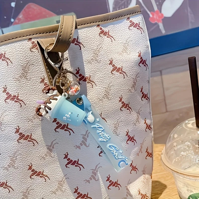 1pc Cartoon Ice Cream PVC Keychains, Adorable Charms for Bags and Car Key Accessories,  A  Charming Keychain Decoration