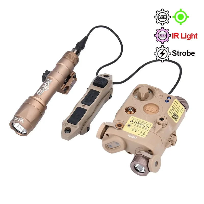 Tactical UHP AN PEQ 15 PEQ-15 LA5C Red Green Blue Dot Laser Indicator IR Fill Light Airsoft SF M600 Sureifr M600C LED Flashlight