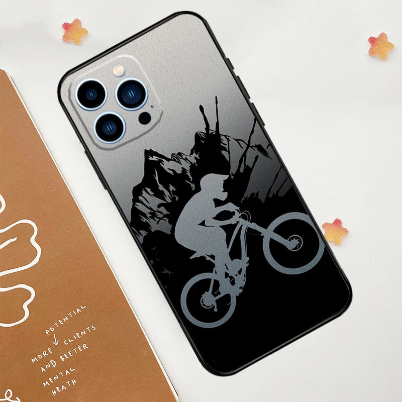 Cycling Bike Phone Case For iPhone 15 16 14 13 12 11 Pro Max Mini Plus XS X XR Back Cover