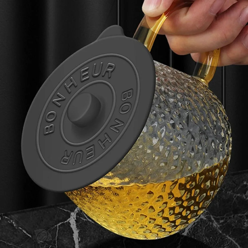 Mugs Lid With Convex Handle Silicone Glass Cup Cover Dustproof Heat-Resistant Cup Lid Universal Round Mug Sealed Cap Pantry