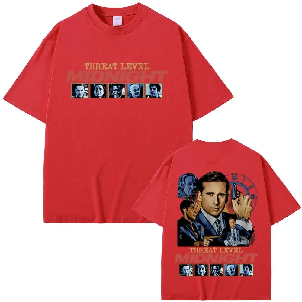 Threat Level Midnight Michael Scott Homage T-shirts Tv Series The Office Dwight Schrute Jim Halpert T Shirts Men Vintage T-shirt