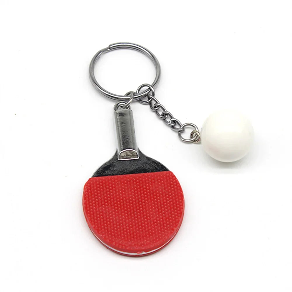 Fashion Simulation Table Tennis Keychain PVC Creative Mini Ping Pong Key Ring Backpack Pendant Car Accessories Sports Club Gift