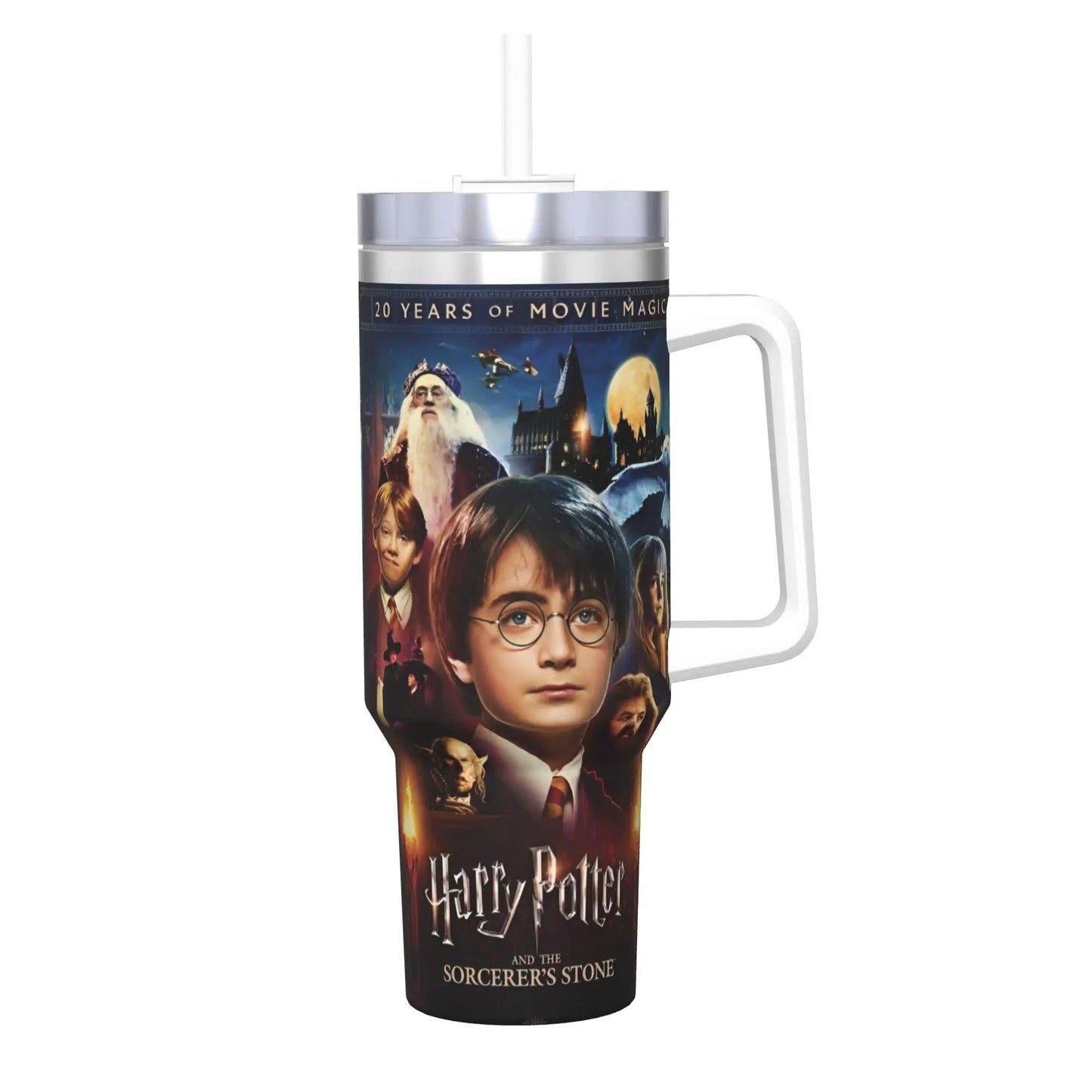 H-HARRY Movie Car Mugs With Straws  P-POTTER Travel Cold and Hot Water Bottle Portable Large Capacity Coffee Mug