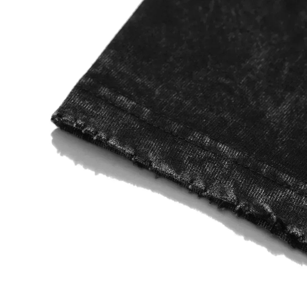 ACDC Band Printed T-shirt Washed Retro Old Short Sleeve Trendy Couple Comfortable Loose Casual Fashion New Men's Clothing