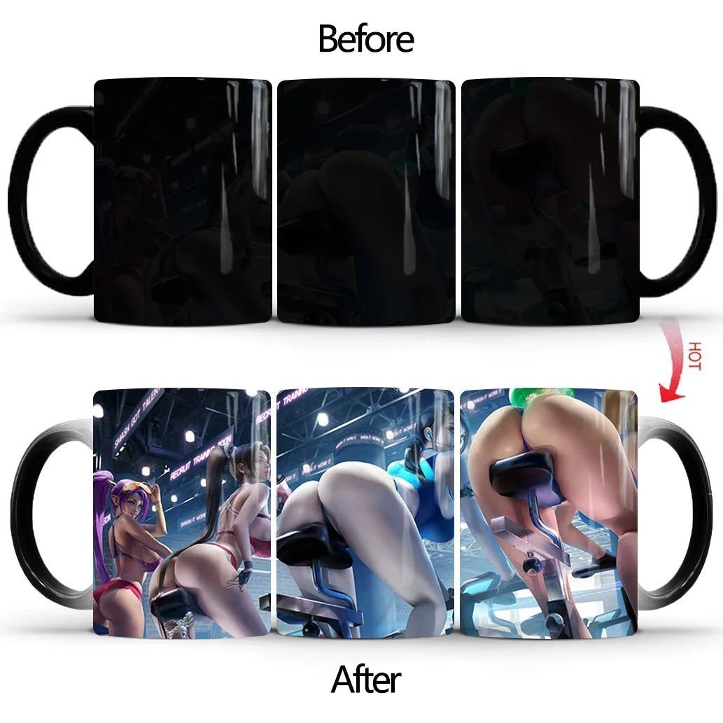Anime Sexy Bikini Girls Color Changing Mugs Beauty Ceramic Magic Mug Erotic Heat Sensitive Coffee Cup Eroticism Tea Cup Novelty