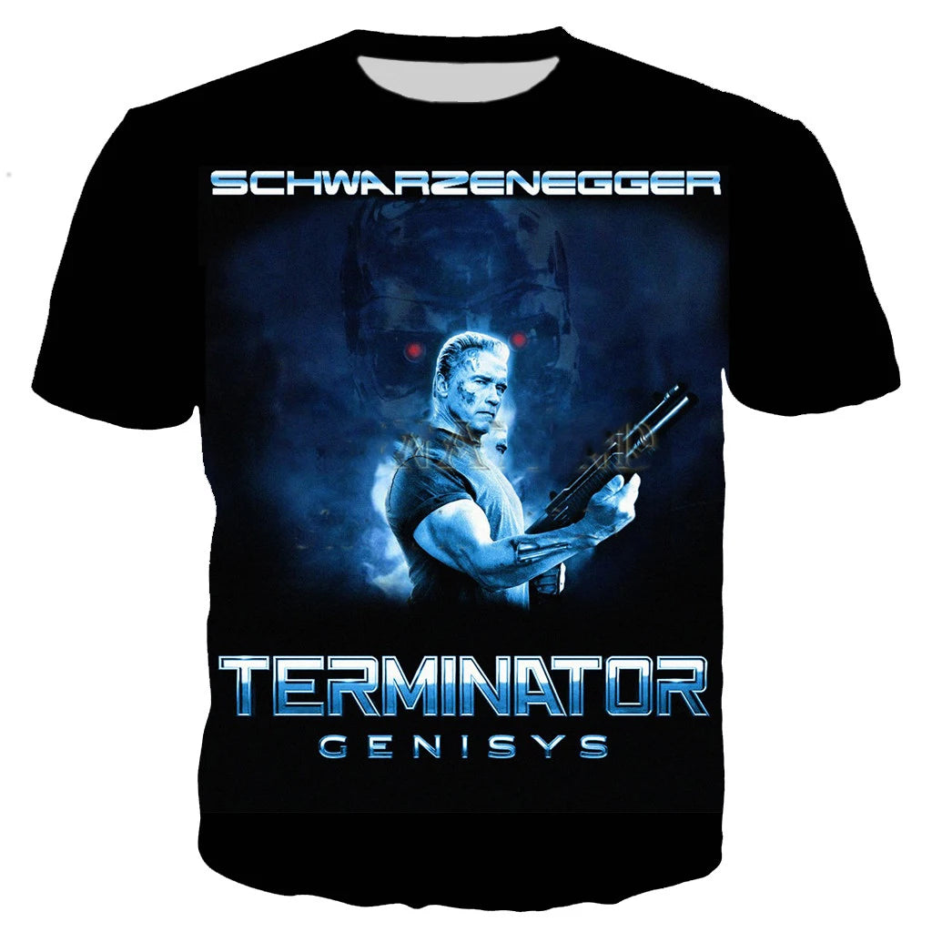 Movie Terminator T-Shirts Male 3D Print Men Women Fashion Short Sleeve O-Neck T Shirt Oversized Streetwear Kids Y2k Top Clothing