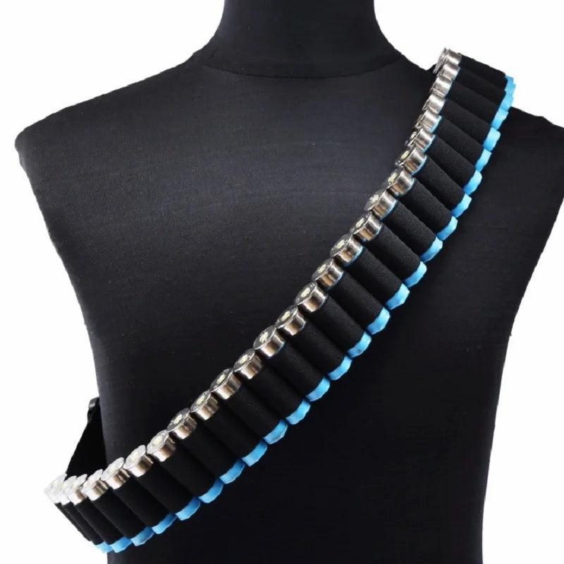 Tactical 27/30 Rounds Shotgun Bandolier Belt Adjustable Shotgun Shell Carrier Ammo Pouch Holder for 12 Gauge Hunting Accessories