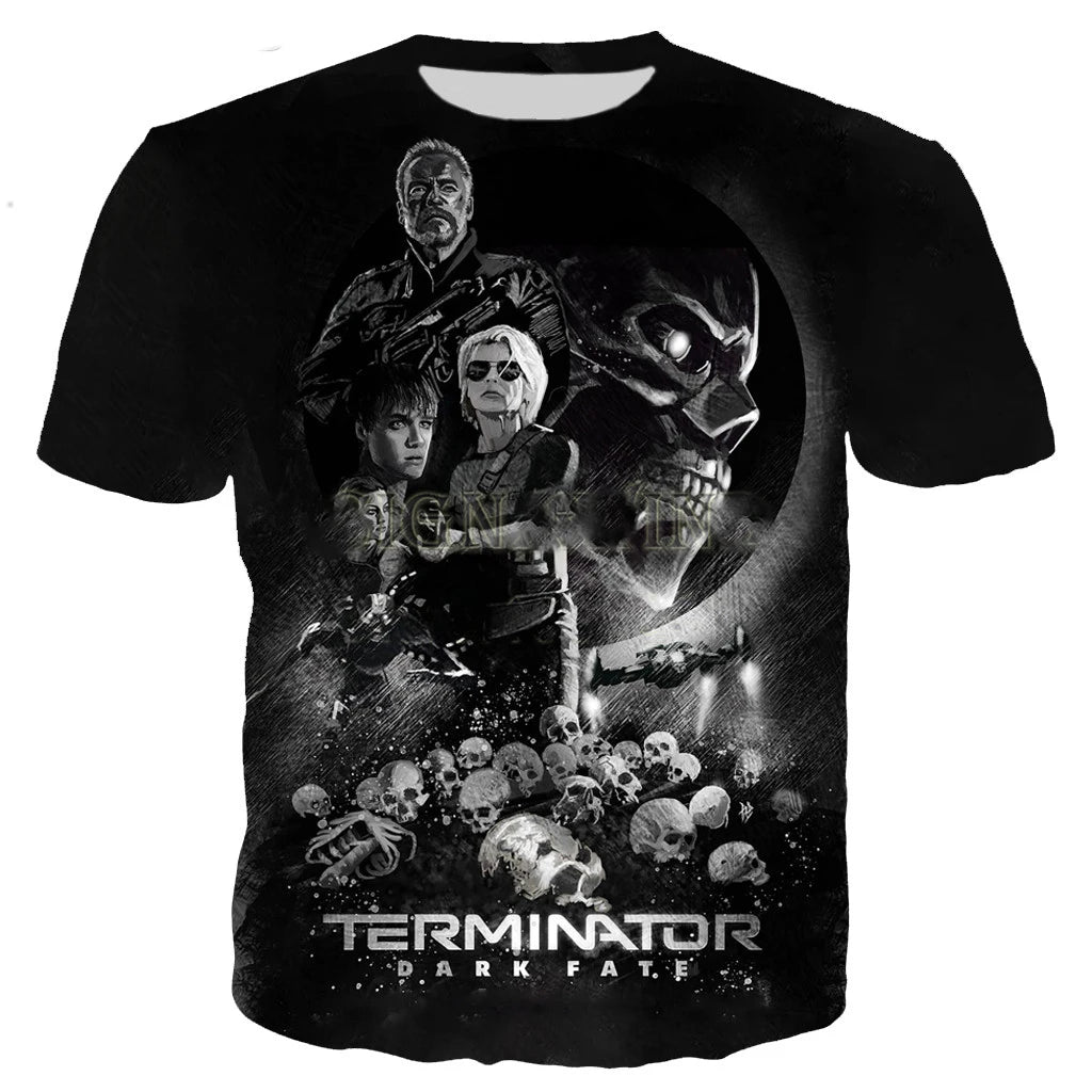 Movie Terminator T-Shirts Male 3D Print Men Women Fashion Short Sleeve O-Neck T Shirt Oversized Streetwear Kids Y2k Top Clothing