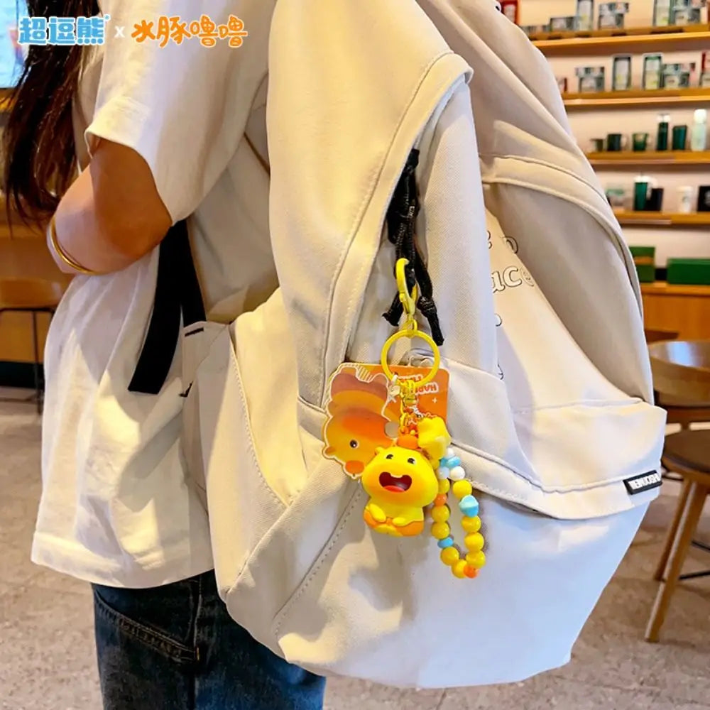 Creative PVC Capybara Key Ring Bag Charm Cute Expression Lulu Doll Keychain Q-version Beading Cartoon Phone Chain Kids