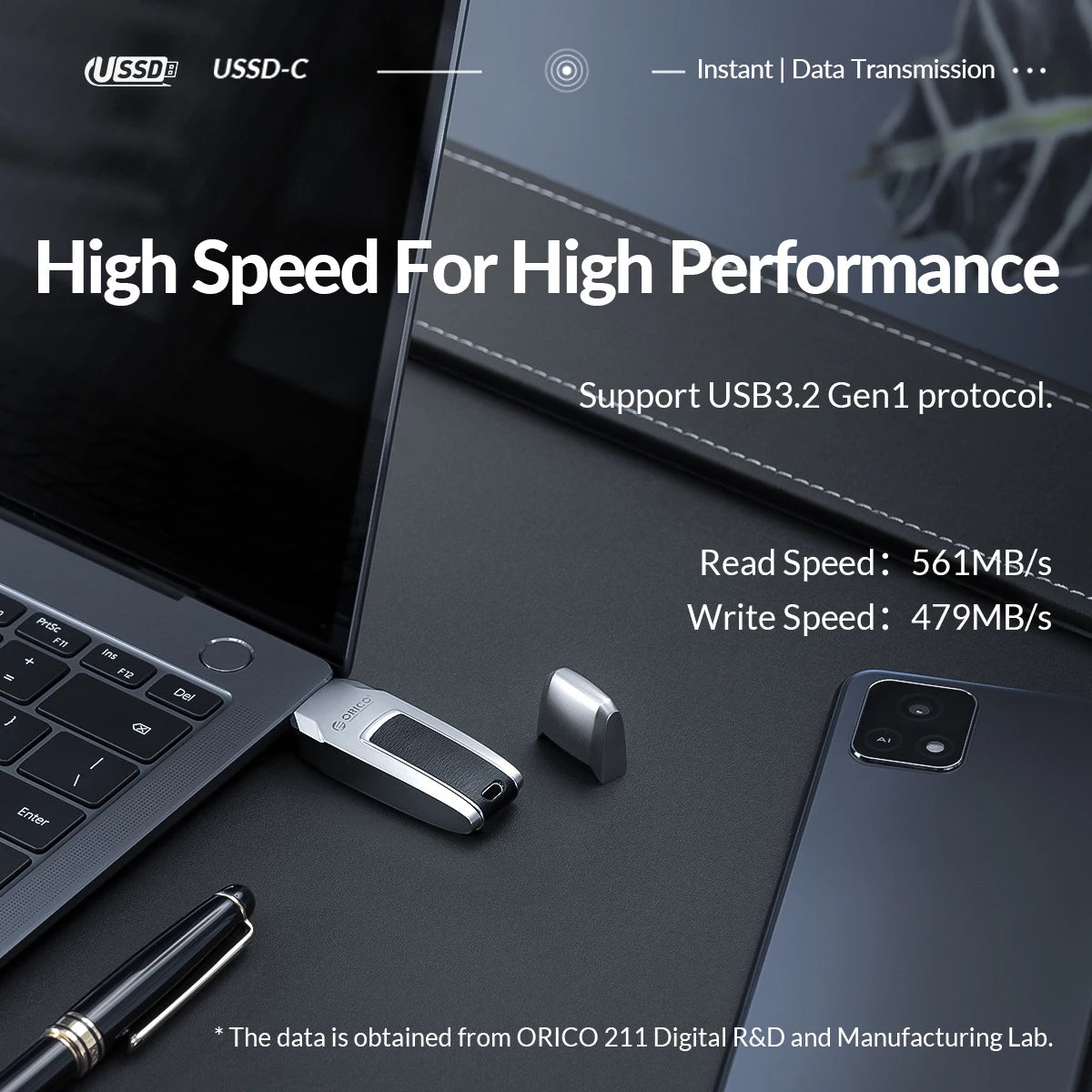 ORICO USSD Solid State U Disk 520MB/S Pen Drive Metal USB Flash Drive Type C 1TB 64GB 128GB 256GB Ultra High Speed Pendrives