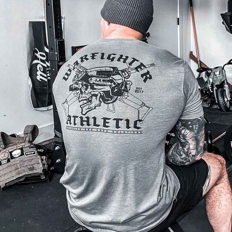 Tactical Helmet Skull T-Shirt 100% Cotton O-Neck Short Sleeve Summer Casual Mens T-shirt Streetwear