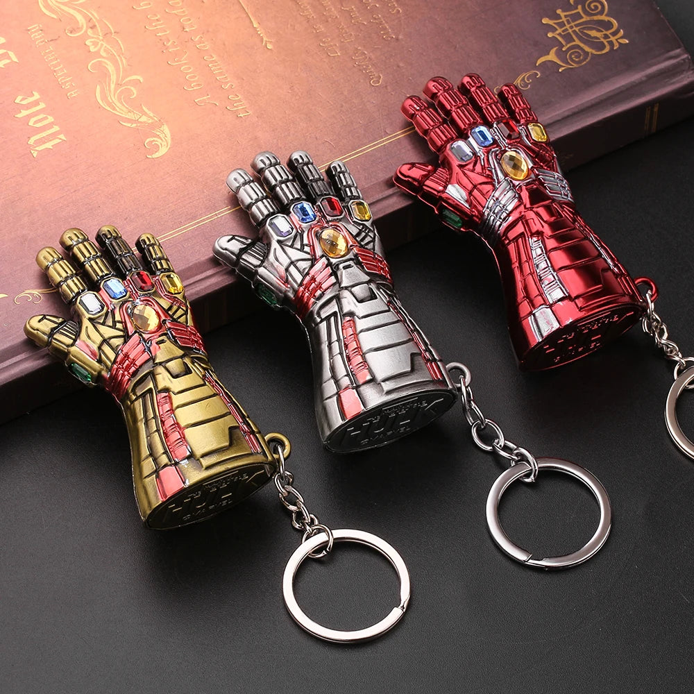 Marvel Superhero Keychain Avengers Thanos Infinity Gauntlet Metal Pendant Keyring Car Backpack Key Holder Decoration Accessories