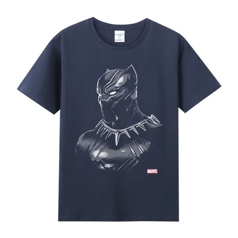 Black Panther Marvel Superhero Graphic Print Cotton T Shirt Men Casual Short Sleeve Tees Streetwear Comic Movie T-shirt Mens