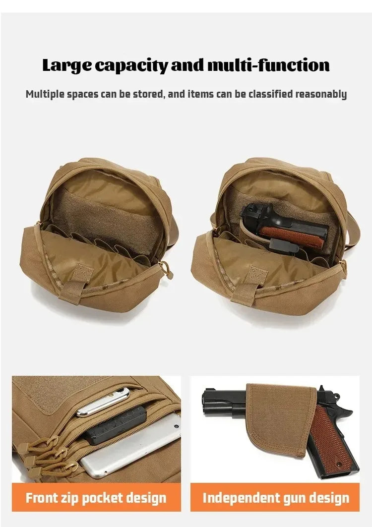 Tactical shoulder bag, holster, concealed carry, sling, messenger bag, suitable for hunting, camping, travel, tourism