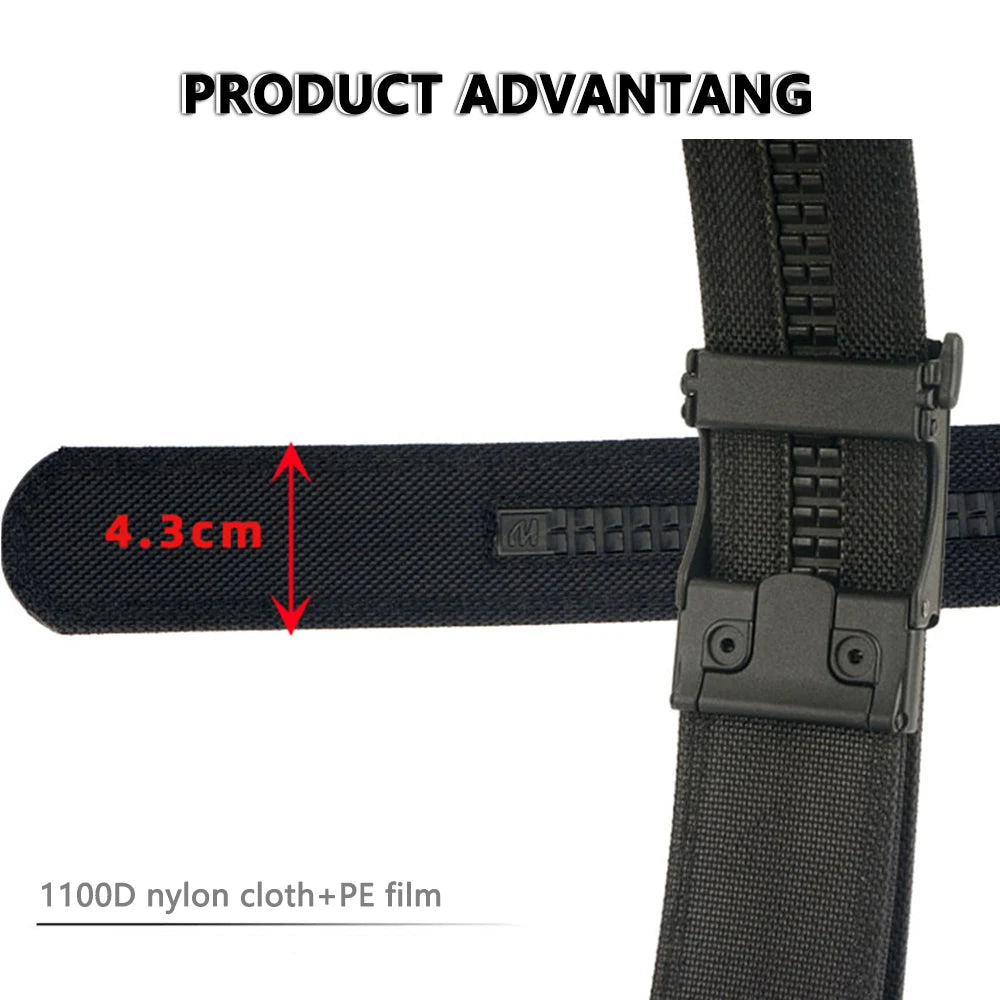 TUSHI 4.3cm Tactical Gun Belt for Men Multi-size 1100D Nylon Metal Automatic Buckle Police Military Belt Hunting IPSC Girdles