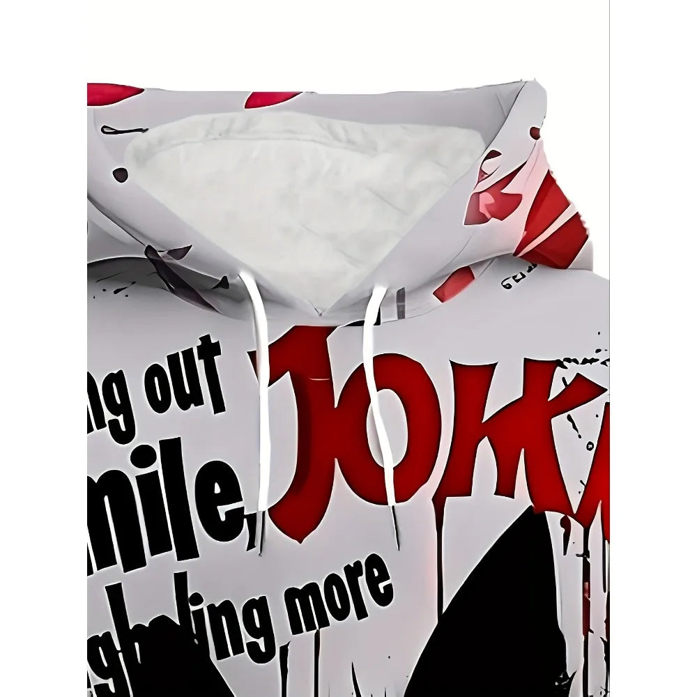 Men's Joker 3D Printed Hoodie - A casual sports, fitness, and outdoor sweatshirt suitable for spring, autumn, and street wear