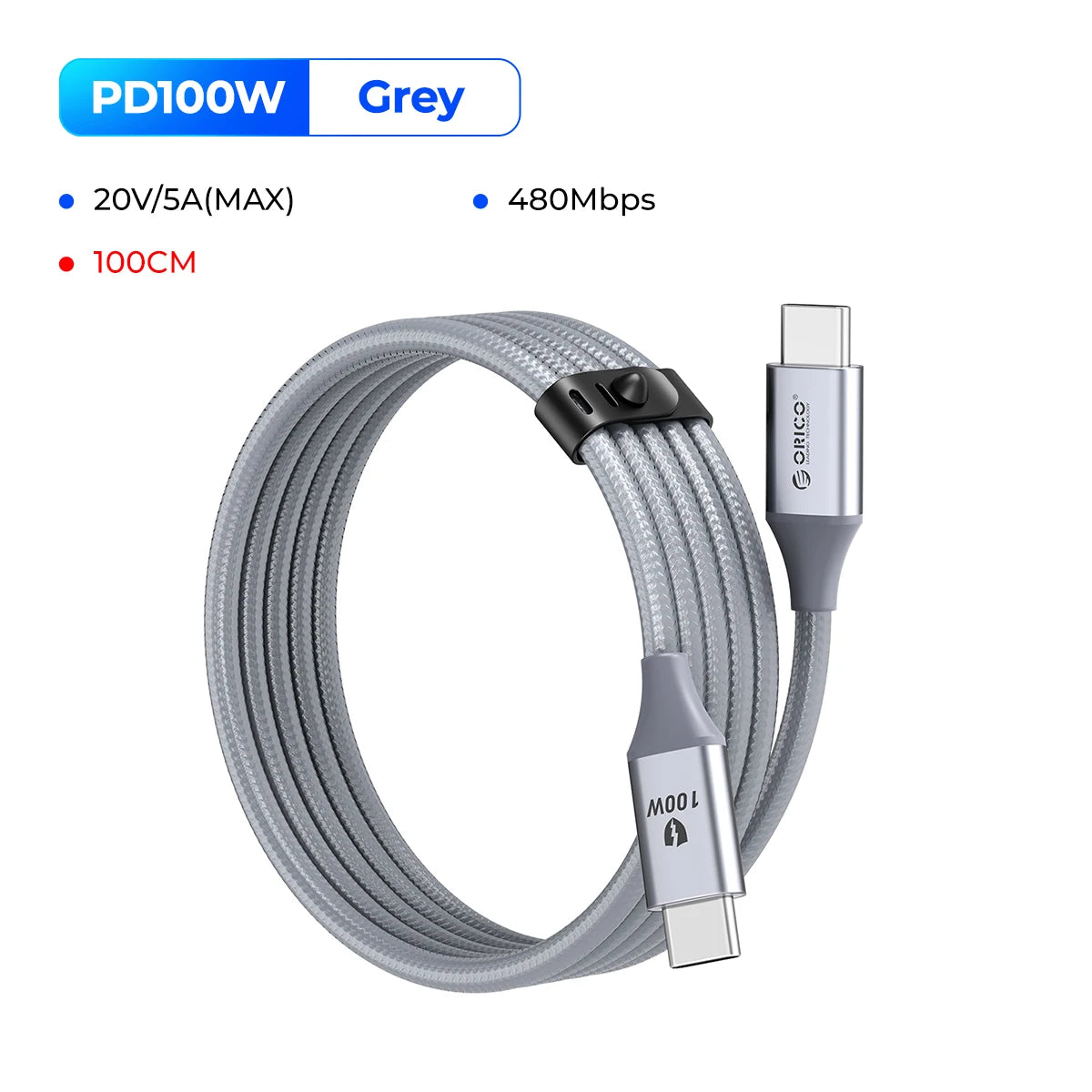 ORICO 100W USB C Cable Fast Charging Type C to USB C 20V5A Woven Design with Strip for iPhone15 Pro Max Huawei Mate 60 Xiaomi