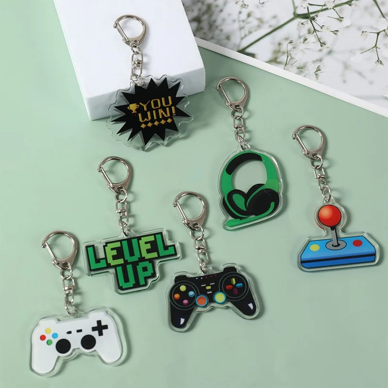 6Pcs Cute GamePad PVC Keychain Video Game on Theme Backpack Pendant for Boys Kids Birthday Game Night Party Favors Party Fillers